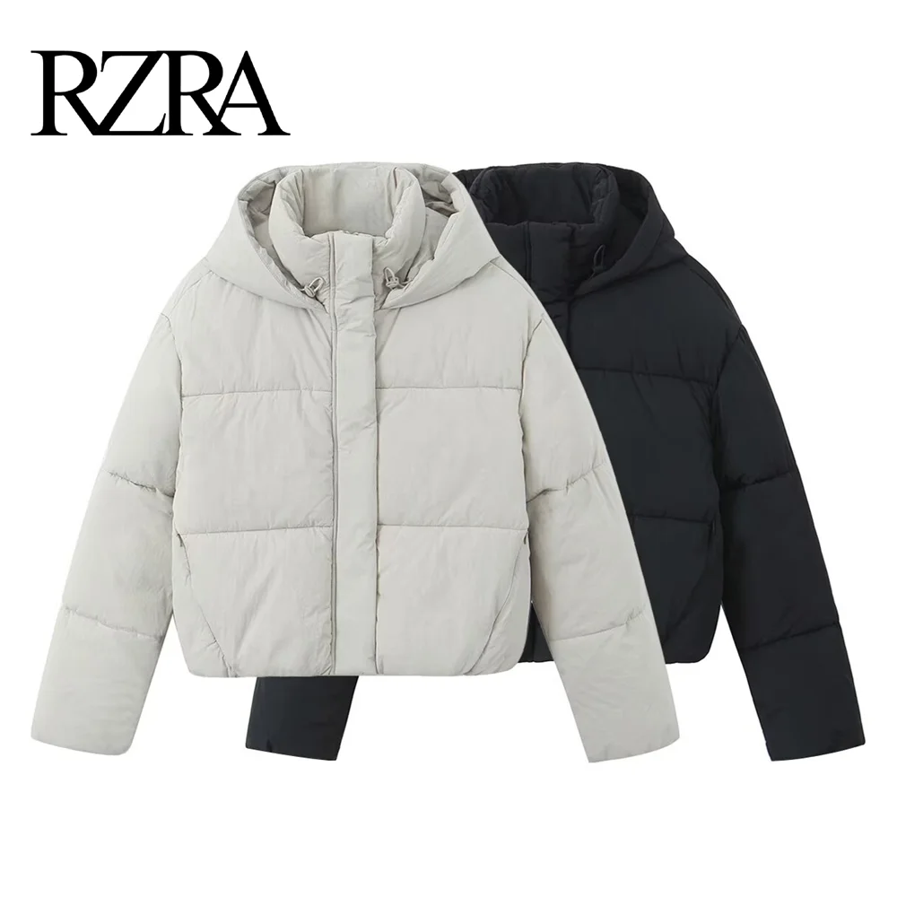 

RZRA2024 new winter women's stand-up collar long-sleeved cotton jacket hood thick jacket warm and comfortable versatile