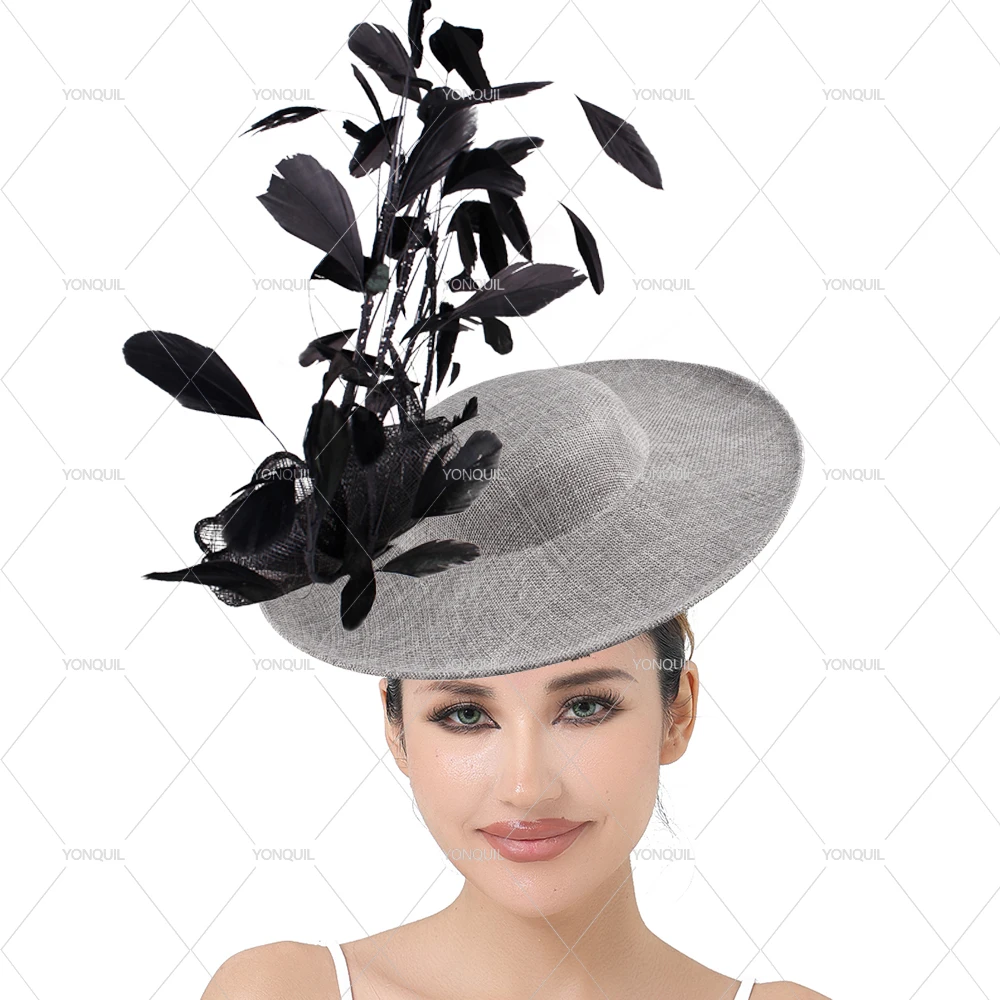 Damen Party Großer Zylinder 30 CM Größe Deby Cocktail Damen Chapeau Kappe Braut Hochzeit Fascinator mit Blumen Haaraccessoires – Detail 8
