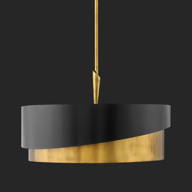 American minimalist restaurant island counter bar with vintage full copper chandeliers