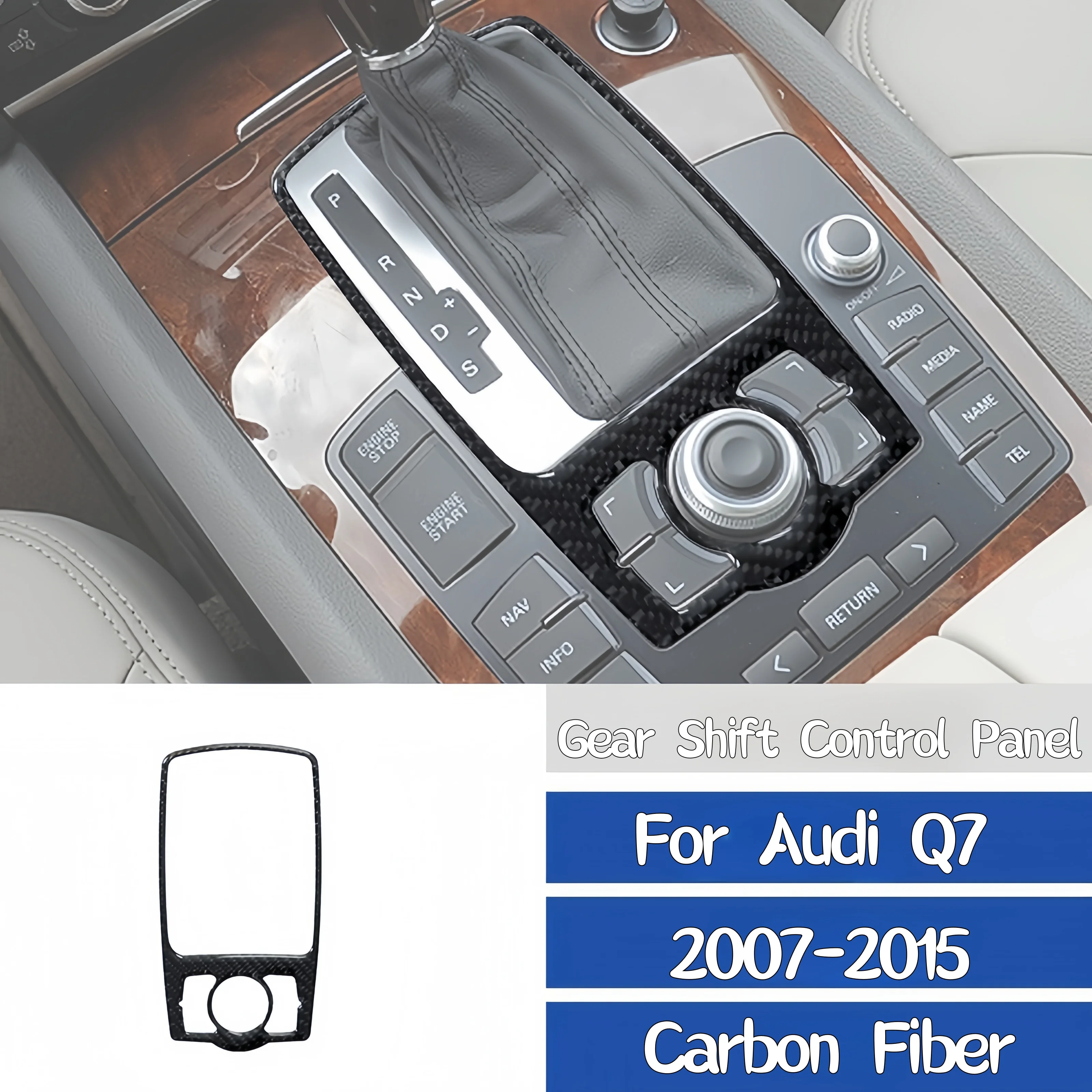 

For Audi Q7 2007-2015 Carbon Fiber Interior Car Central Control Gear Shift Panel Trim Cover Decoration Sticker Auto Zubehör