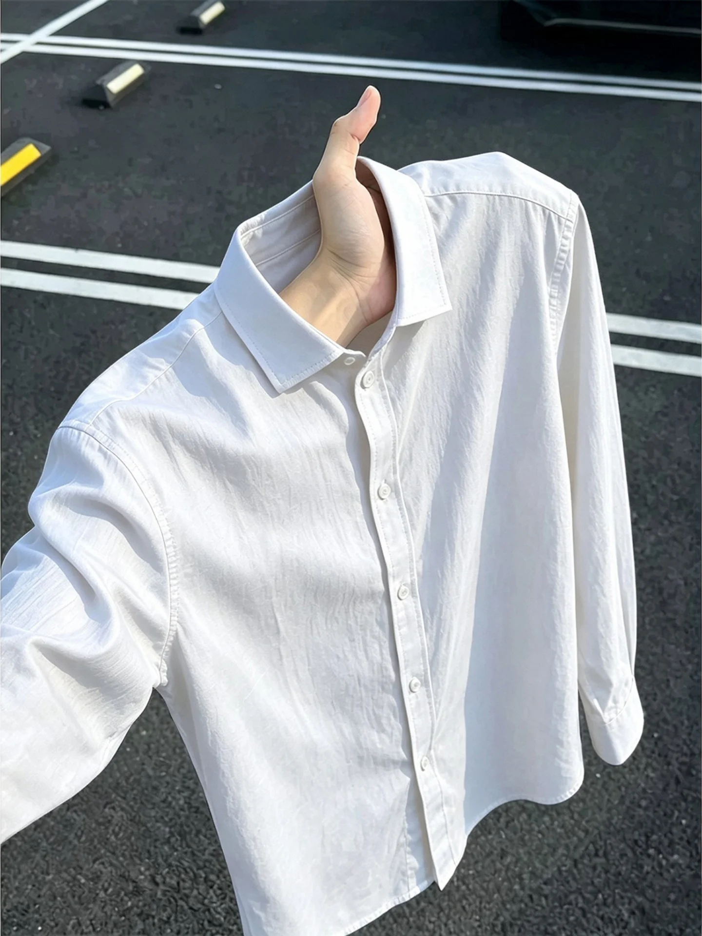 Lightweight Breathable Linen Long Sleeve Shirt Men's Summer Cool Feeling Sun Protection Outerwear Standard Fit American Style