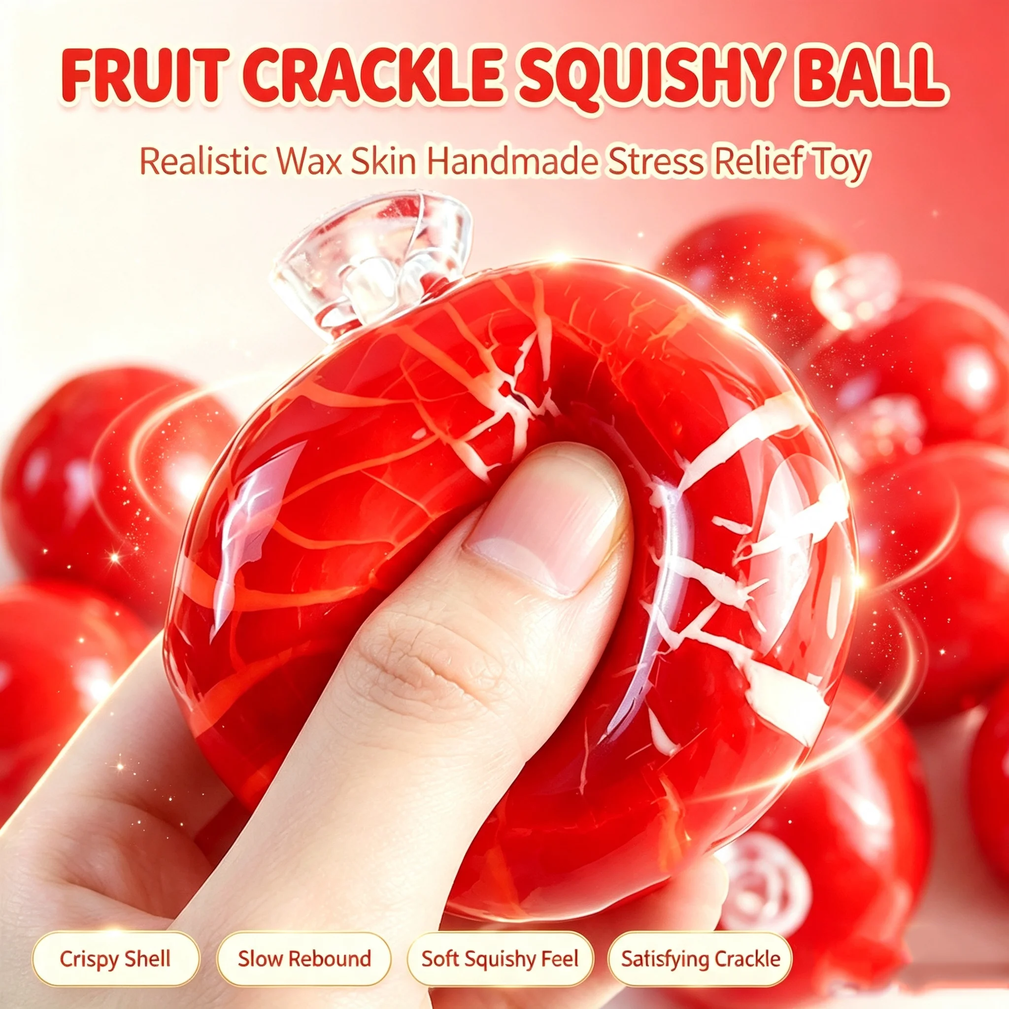 Simulated Fruit Crunchy Squishy Wax Ball Stress Relief Fidget Slow-Rebound Handmade Desk Decor with Anxiety-Relief Benefits