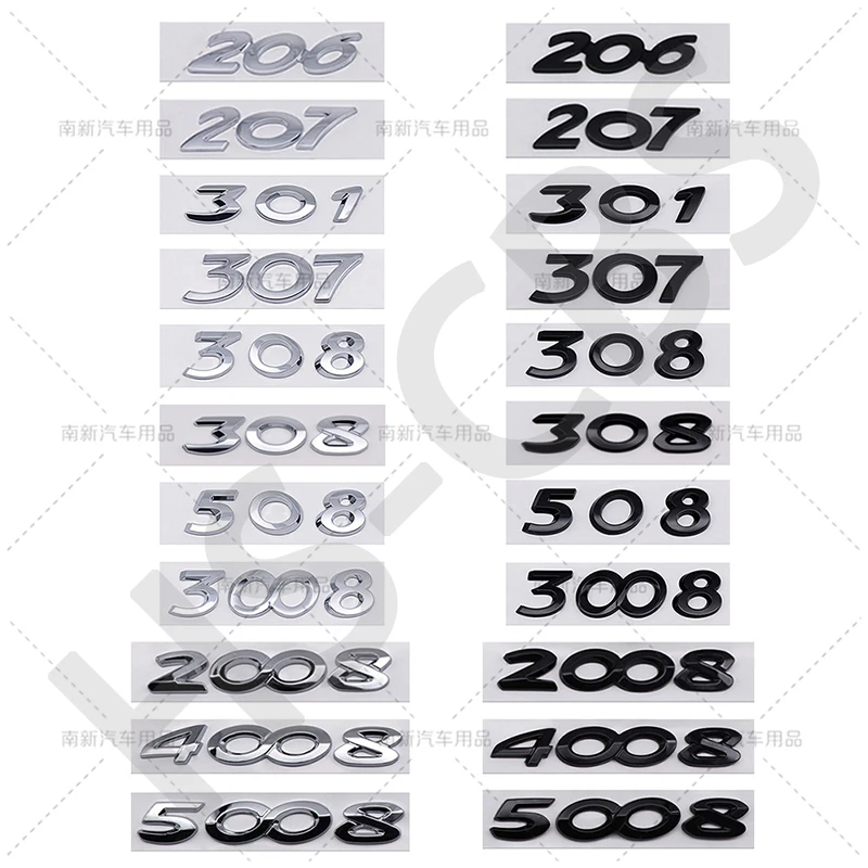 

ABS 206 207 301 308 Rear Trunk Logo 307 508 3008 2008 4008 5008 Emblem Badge For Peugeot Car Styling Tailgate Emblem Stickers