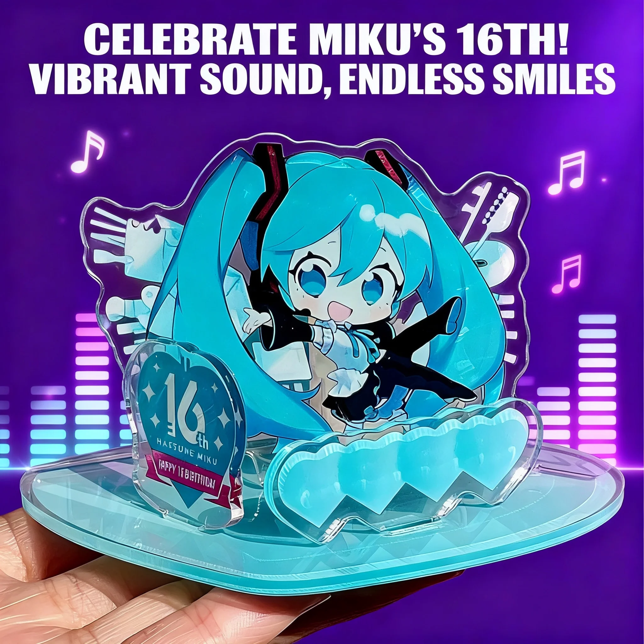 

Hatsune Miku 16th Anniversary Acrylic Stand Figure Anime Decor 3D Acrylic Display Statue Collectible Gift for Fans Otaku Room
