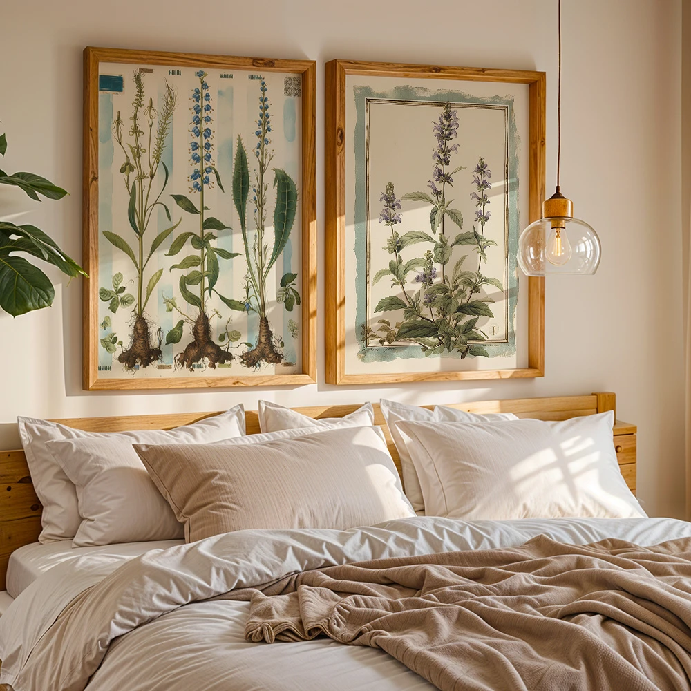 

Vintage Botanical Wall Arts Herbs Posters Herbal Plants Canvas Prints Nature Wall Decor Canvas Art Print for Living Room Bedroom