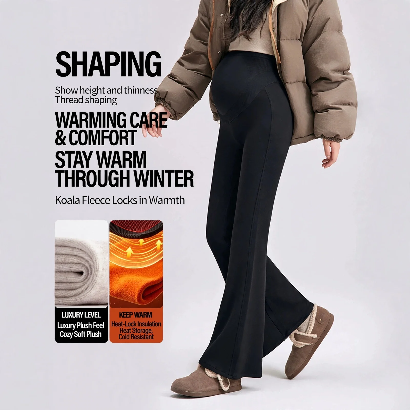 Maternity Pants Fleece Thickened Belly Support Loose Outer Wear Autumn Winter Pregnancy Clothing Women Casual Comfortable