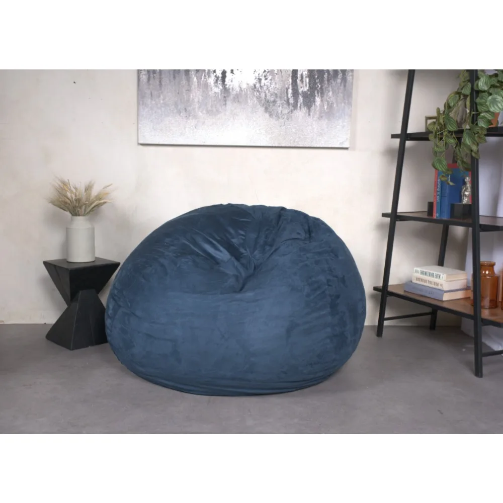 5-Foot Comfortable High-Density Shredded Foam Bean Bag Chair for Kids and Adults, with Removable Microsuede Cover, Ideal Reading