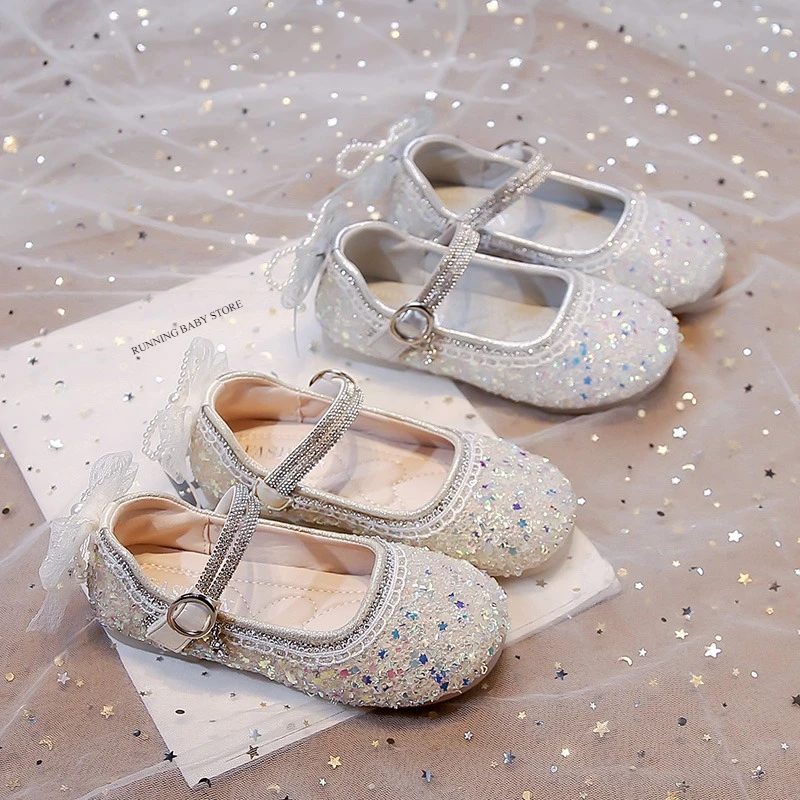 2026 Grand Party Dress Shoes for Kids Girl Sparkly Rhinestone Glitter Bridesmaid Wedding Shoes Runway Princess Mary Janes I11055