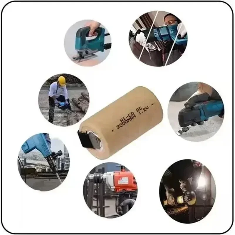 2-24 ks baterií pro elektrické šroubováky SC 1,2 V 2200 mAh Sub C Ni-Cd dobíjecí baterie s jazýčkem NiCd SUBC články pro elektrické nářadí - náhled 6