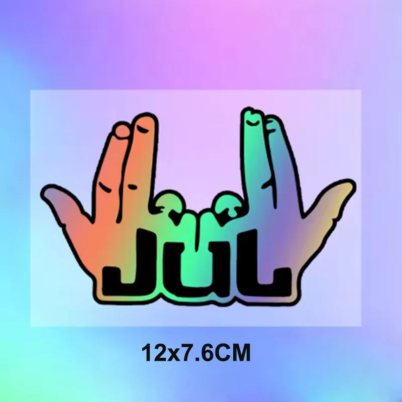 JUL Finger JDM Reflective Waterproof Stickers Personalized Decals For Motorcycle Triangle Window Engine Cover Car Decor