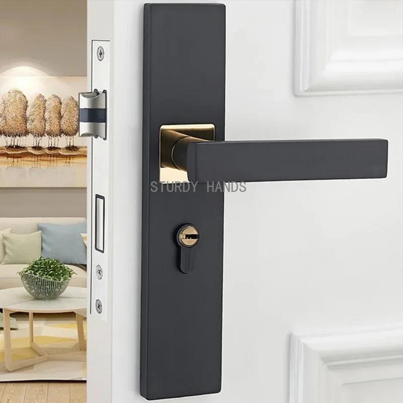 1 set of aluminum alloy indoor silent door lock with sturdy handle, kitchen, bedroom, home wooden door lock with key included