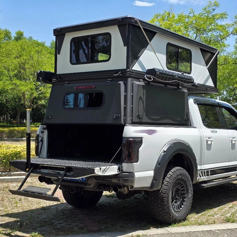 2 Person Pop Roof Top Bakkie Car Rooftop Tent Waterproof Aluminum Foldable Hard Top Canopy Tent for Pickup Truck Offroad Camper