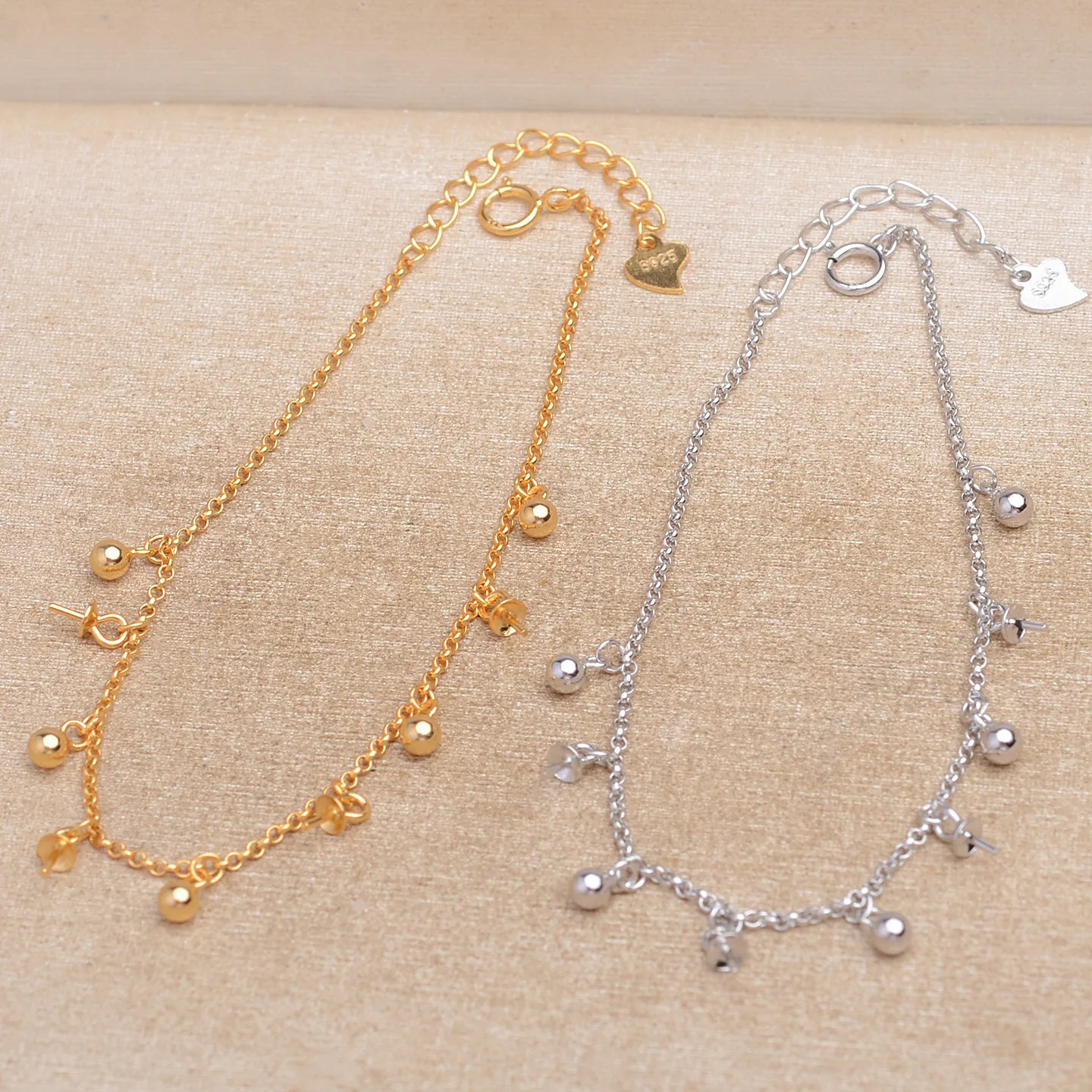 

925 Sterling Silver Bracelet Mountings ADJUSTABLE Bangle Findings Jewelry Parts Fittings Accessories for 5-10mm Pearls 3pcs/lot