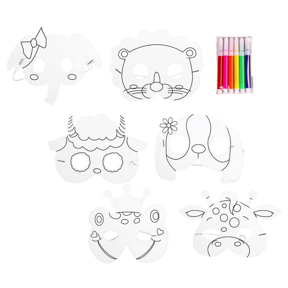 

1Set Unpainted Animal Face Masks DIY Kit for Kids Birthday Party Favors Crafts Face Mask for Kids Party Favors