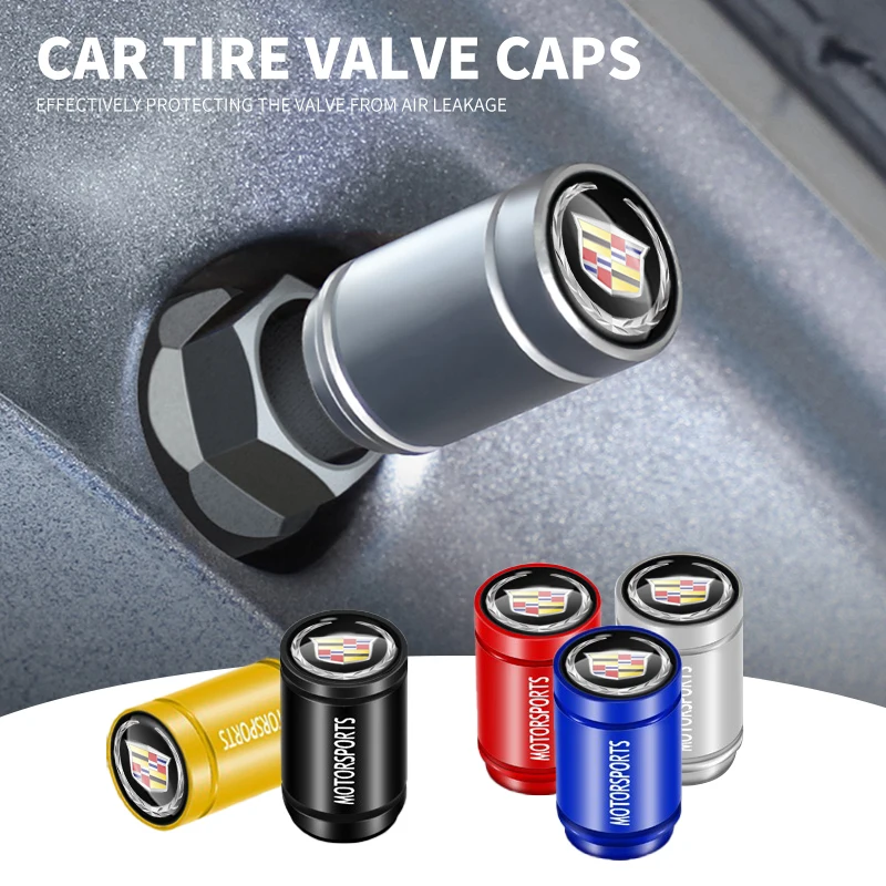 

4Pcs Metal Logo Emblem Car Wheel Tire Valve Caps Air Stem Protective Covers for Cadillac Logo SRX XT4 XT5 XT6 ATS XTS CTS CT6