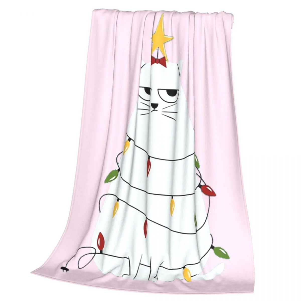 Grumpy Christmas Cat Blankets Soft Warm Flannel Throw Blanket Plush for Bed Living room Picnic Travel Home Couch