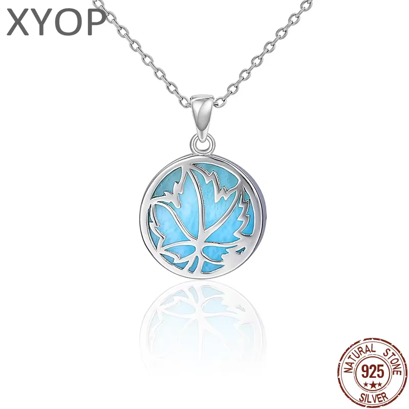 

XYOP 925 Sterling Silver Mini Collection Works Natural Larimar Necklace Jewelry Personality Party