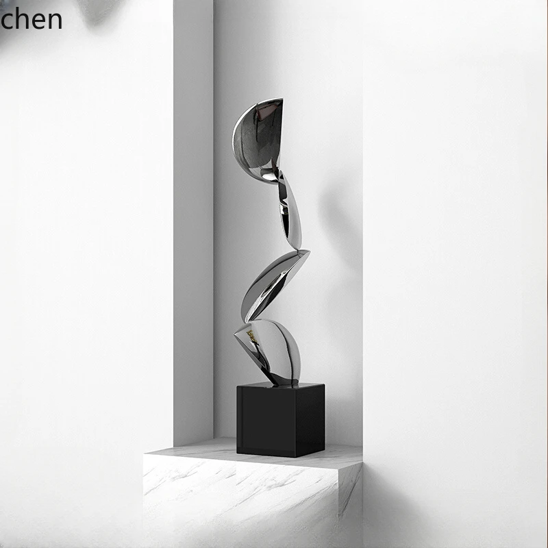 

HT modern leaf geometric abstract stainless steel decorative tabletop sculpture porch living room niche
