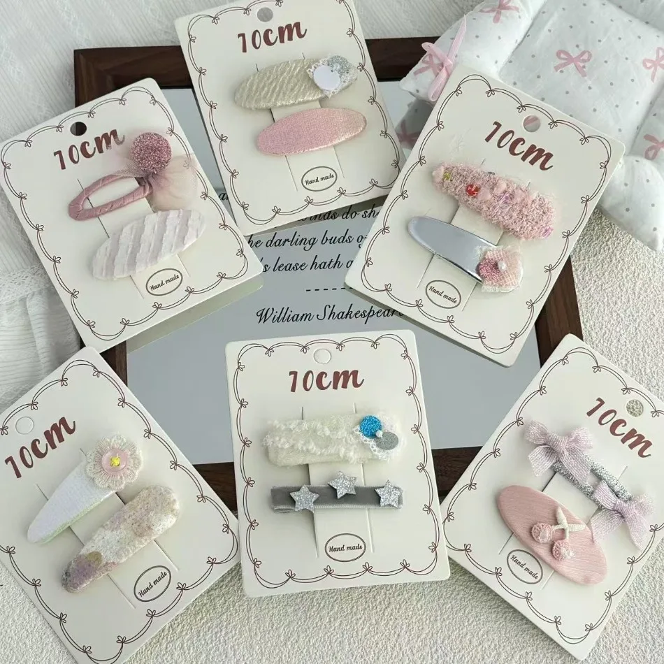 

2pcs Toddler Girl Pink Flower BB Clips Cute Cartoon Rabbit Children Love Girls Hairpin Sweet Shiny Children Snap Hair Clips HP01