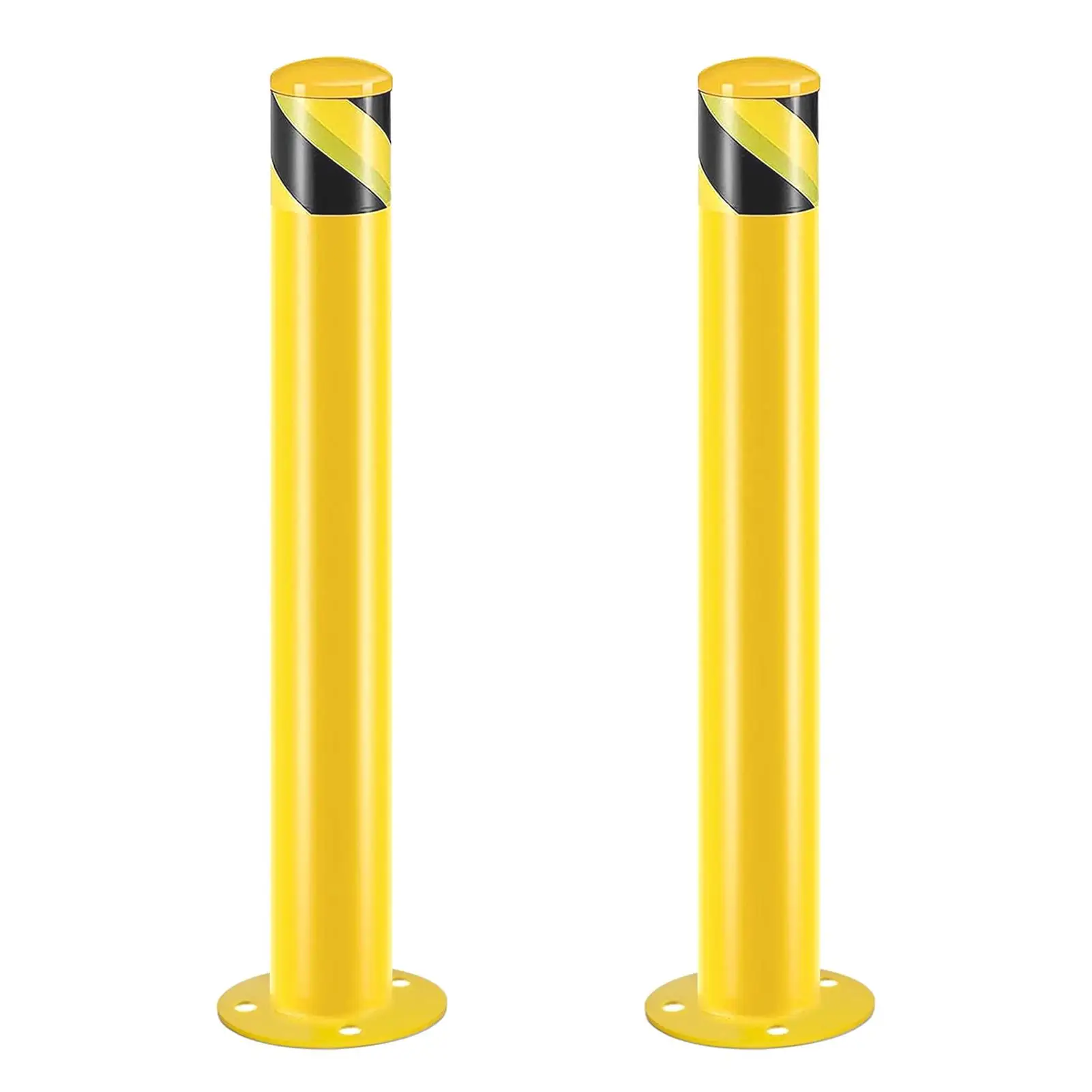 Safety Bollard Post, 42 Inch Height Steel Bollards, 3.5 Inch Diameter Parking Bollard, Yellow Powder Coated Safety Parking