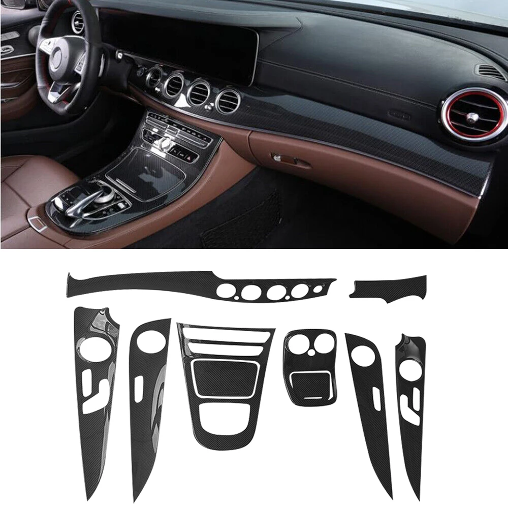 

Interior Accessories Real Dry Carbon Fiber Dashboard Kits Center Console Cover Door Panels For Mercedes E Class W213 2019-2023