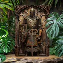 Medieval Knight Aluminum Wall Art Set - Decorative Metal Shield Knight Decor for Home & Office, Vintage Style Artwork