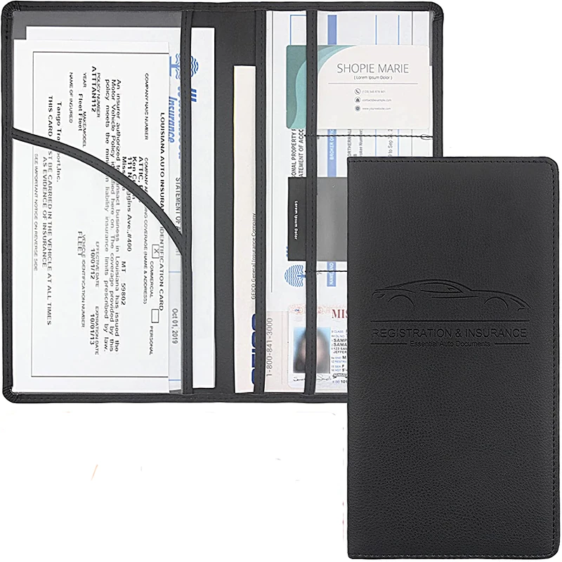 Car Registration Insurance Holder Driving License Cover Leather Auto Documents Drivers License Storage Bag Credit Card Holder