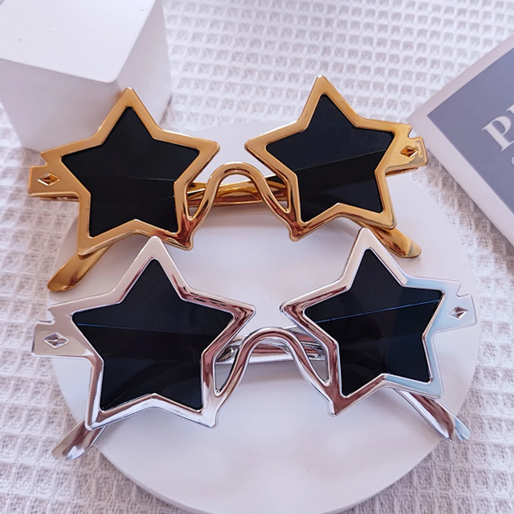 Summer Women Y2k Sunglasses Star Pentagram Shape Party Photo Props Glasses Punk Sun Glasses Trendy Futuristic Shades Eyewear