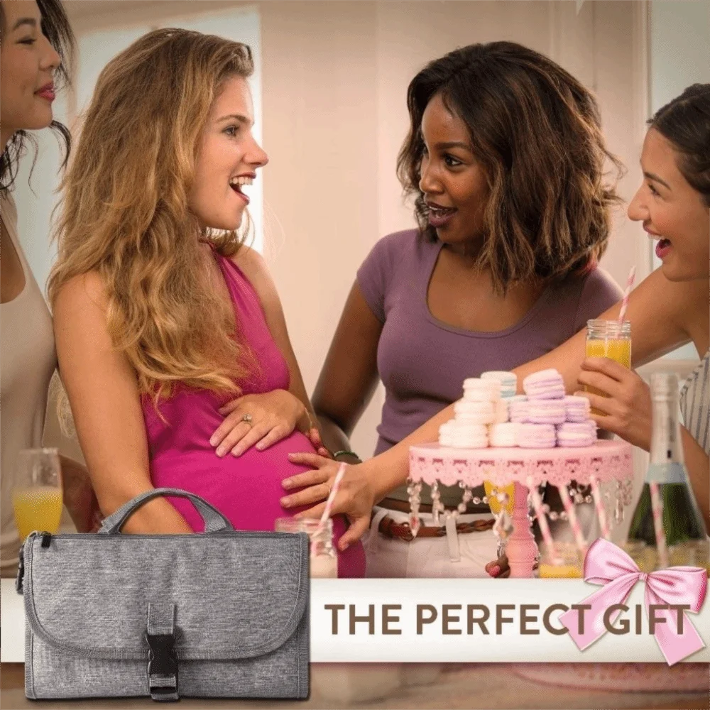 Fasciatoio per bambini in tinta unita in tessuto Oxford Borsa per pannolini pieghevole 3 in 1 con tasche per salviette Borsa per passeggino pieghevole Regali per baby shower