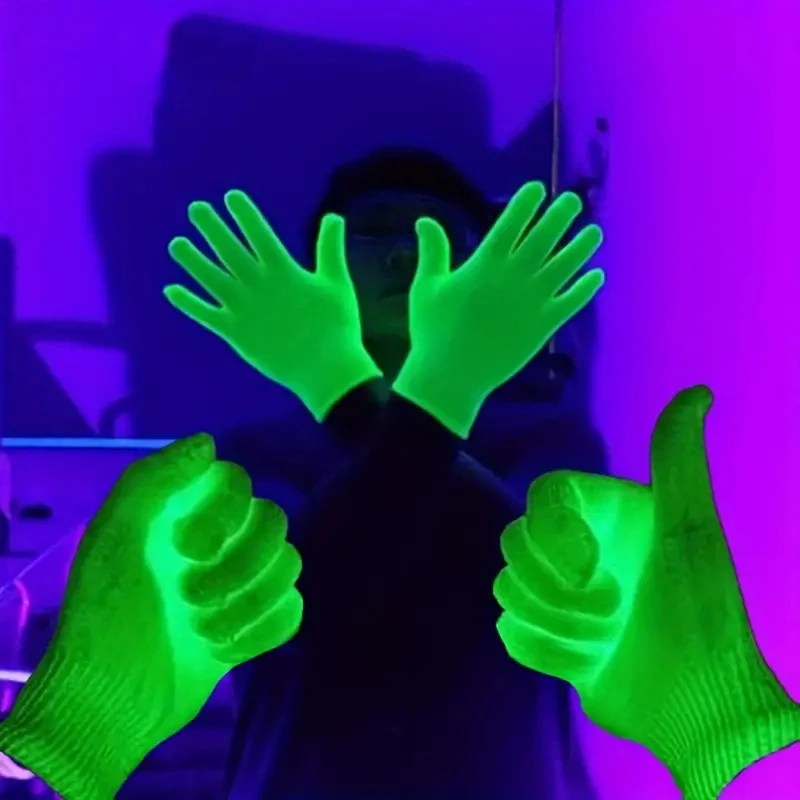 Funny Fluorescent Gloves Bar Luminous Gloves Self-luminous Fluorescent Green Gloves Concert Performance Props Party Decor