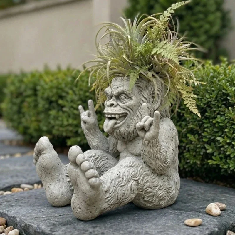 Legendary Forest Creature Rock On Rebel Garden Planter Outdoor Pot Sculpture For Patio Decor For Adults Kids Halloween Gift