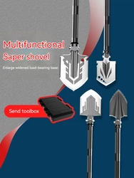 Multifunctional camping shovel, made of 3CR13 stainless steel, with storage box, wilderness survival/camping/fishing/garden tool