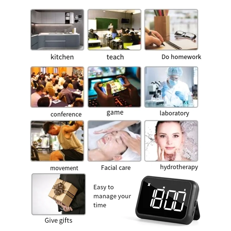 【Superdeals】Timer For Kids, Kitchen Timers, Digital Timer For Cooking, Magnetic Countdown Timer For Exercise, Study, Oven Black