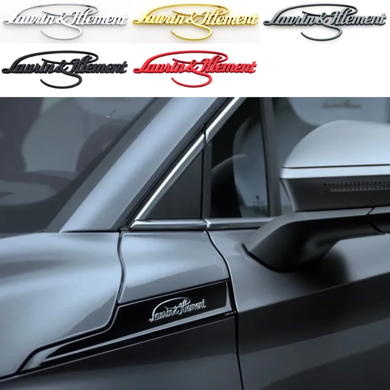 1pcs metal Laurin & Klement Car Fender side logo sticker Front Rear Bumper tail door trunk sticker emblem Accessories For Skoda