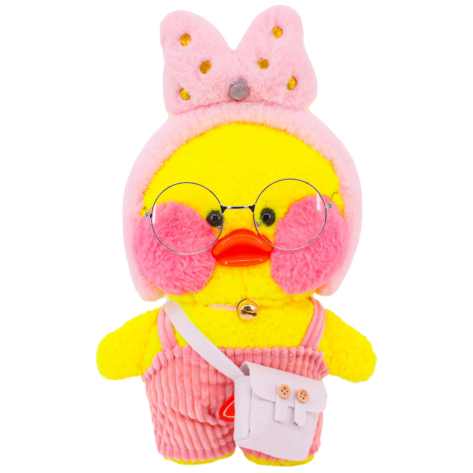 Vịt Quần Áo Áo Len + Túi 30 Cm Kawaii Váy Áo Liền Quần Phù Hợp Với 30 Cm Vịt Vàng Sang Trọng Đồ Chơi Nhồi Bông Lalafanfan Phụ Kiện, ngày Lễ Tặng