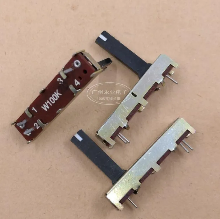 1 Piece RA-2043F 35MM Sliding Fader Single W100K Handle 20MMC Mixer Potentiometer Handle Length 20MM