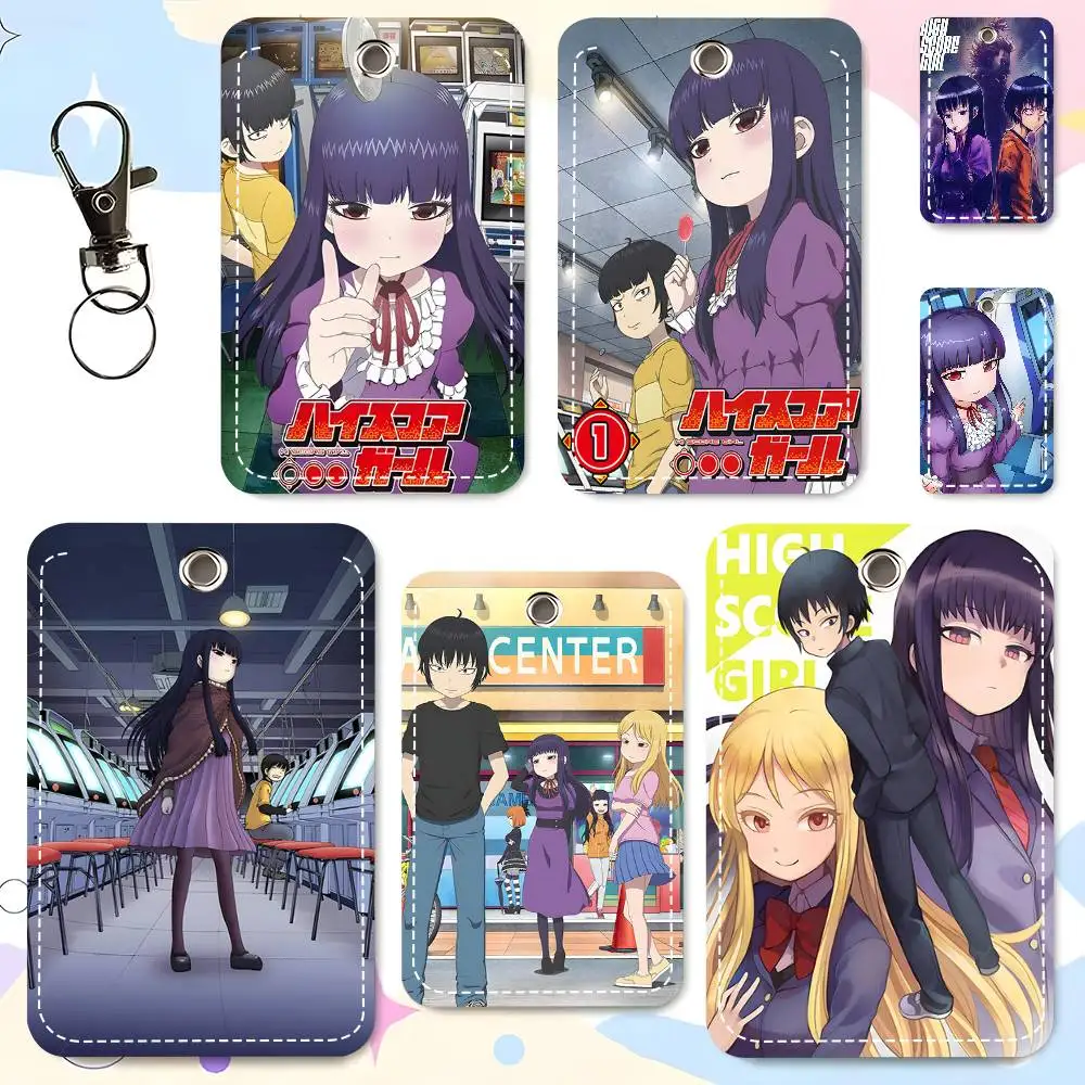 1pc High Score Girl Card Case Keychain Access Card Bag Key Tag Ring Leather Card Holder Key Ring Access
