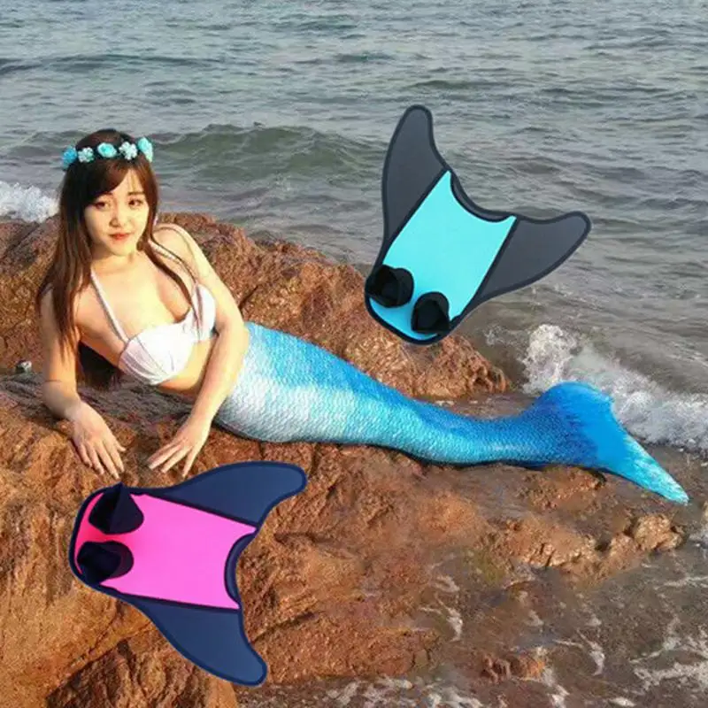 Barbatanas de pés nadadeiras para adultos e crianças, Mermaid Tail Monofin, traje de Halloween infantil, maiô cosplay