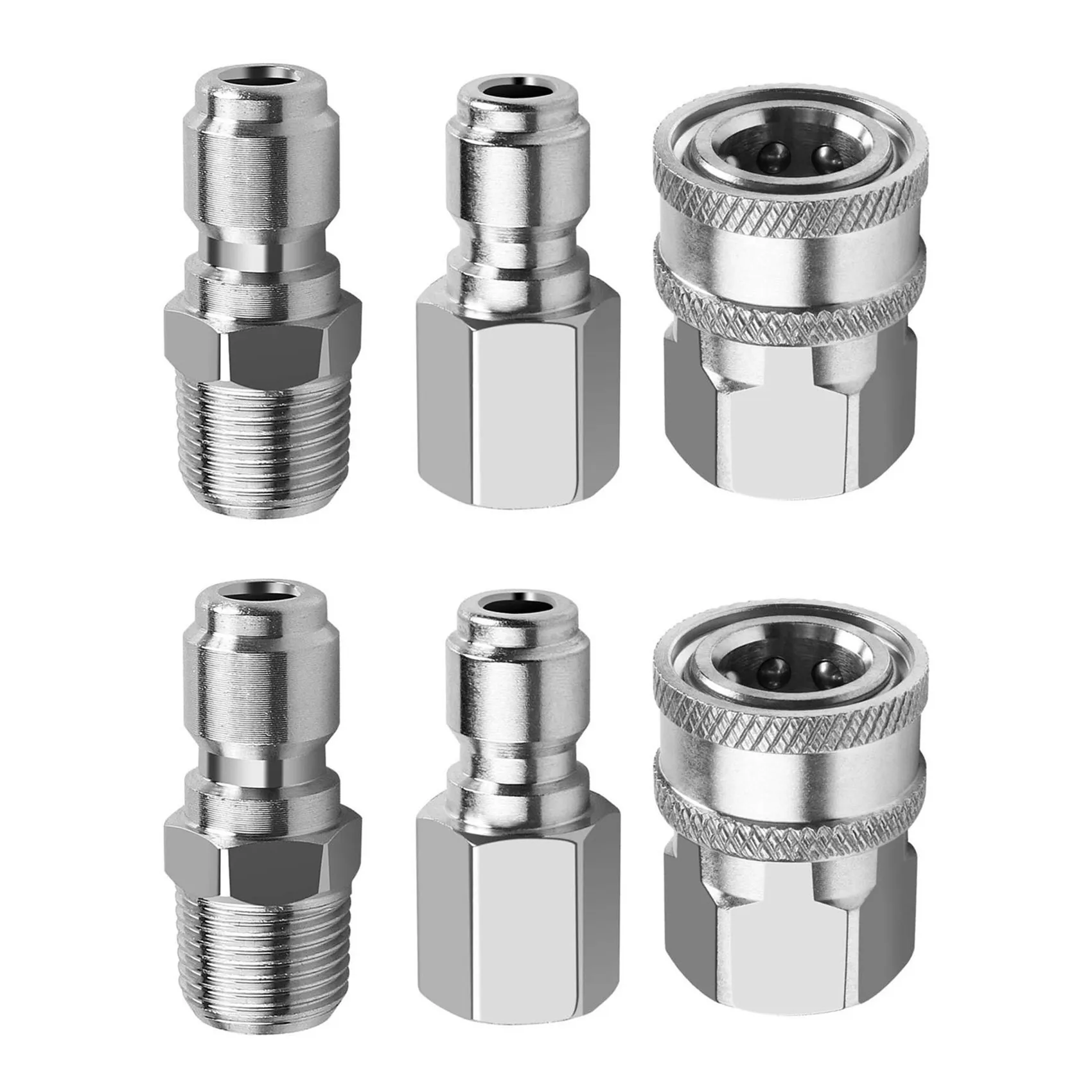 A02M-4X NPT 3/8 Inch Male And Female Quick Connector Kit And 2 Pieces NPT 3/8 Inch Pressure Washers Quick Connector Plug
