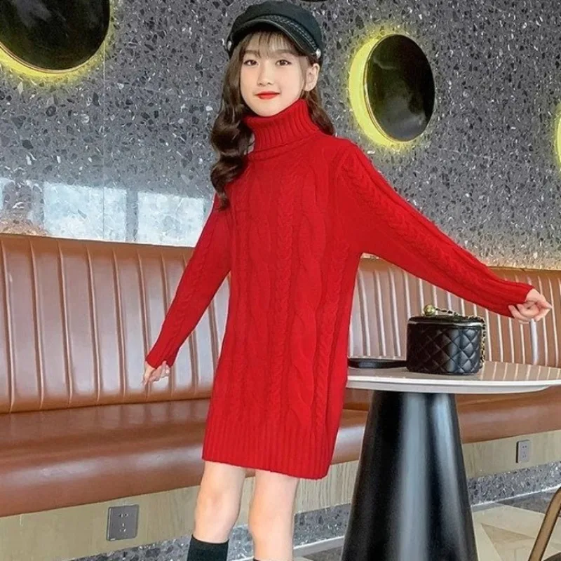 red sweater dress turtleneck Gabriella Red Turtleneck Dress - S Size - Women's Dresses