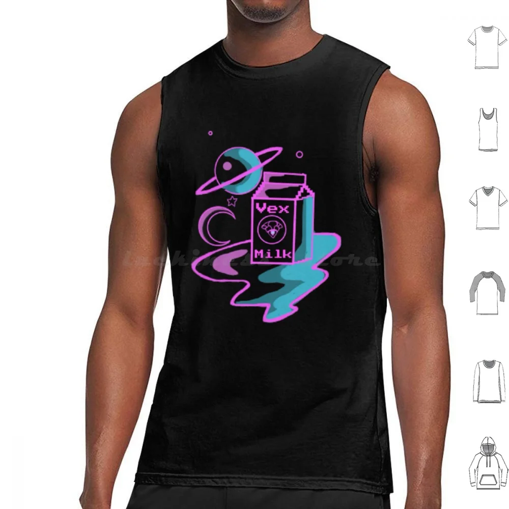 سترة علوية بدون أكمام من Black Vex Milk Vaporwave بدون أكمام Destiny 2 Destiny Destiny The Game Hunter Gaming Bungie Titan Warlock