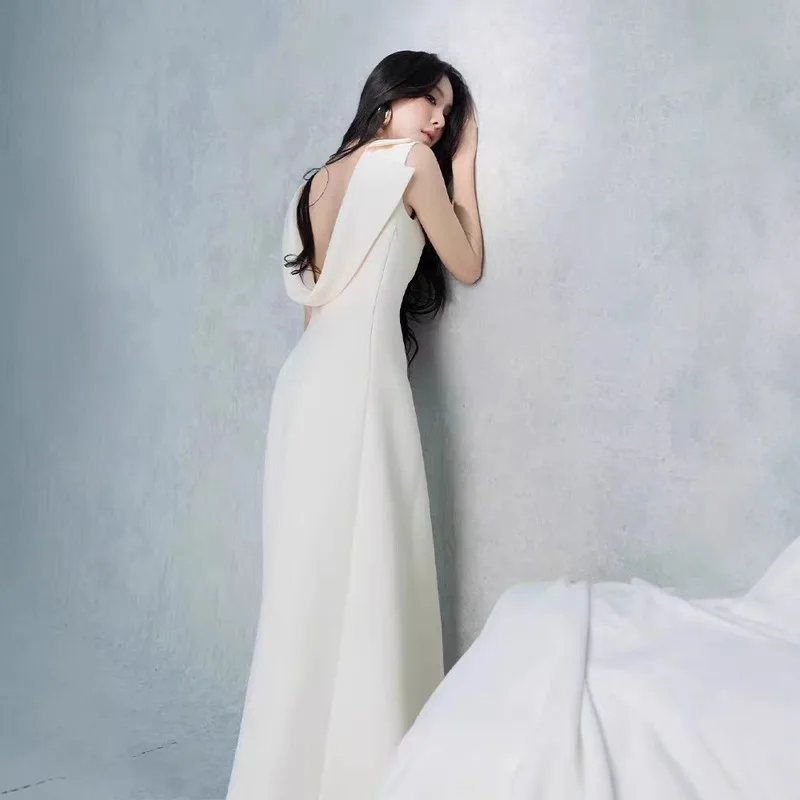 LISM mode femmes robe élégante Patchwork sans manches fendu Satin taille haute robe de soirée 2025 automne nouveau