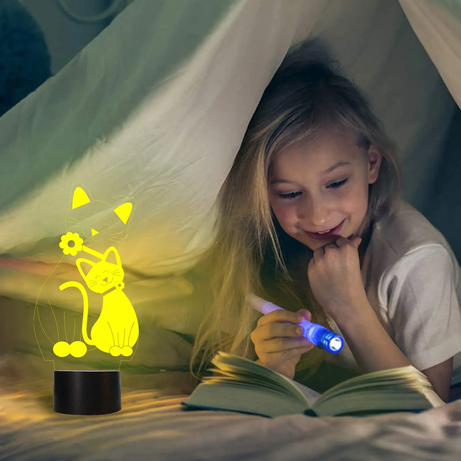 

Touching LED 3D Cat Night Light Color Change Visual Lamp USB Power 3D Illusion Lamp for Bedroom Living Room