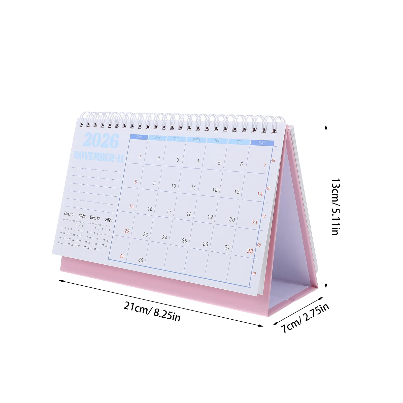 2026 Coil Desk Calendar Compact Freestanding Monthly Planner Elegant Design Thick Paper Page Turning Stability Small Desk