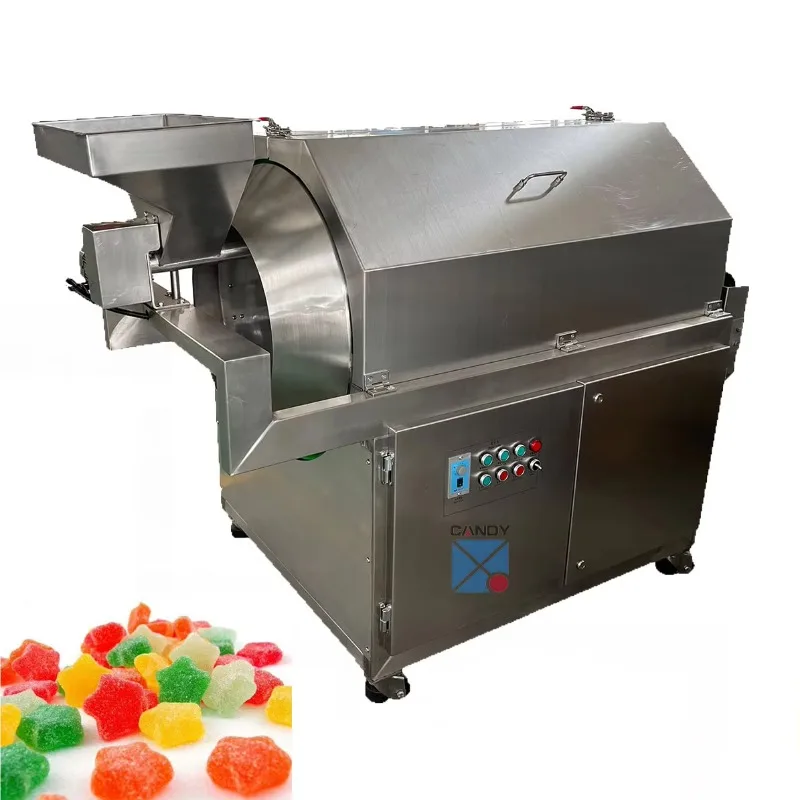 Continuous Automatic Sugar Coating Oil Coating Machine for Jelly Candy Gummy Sanding Machine