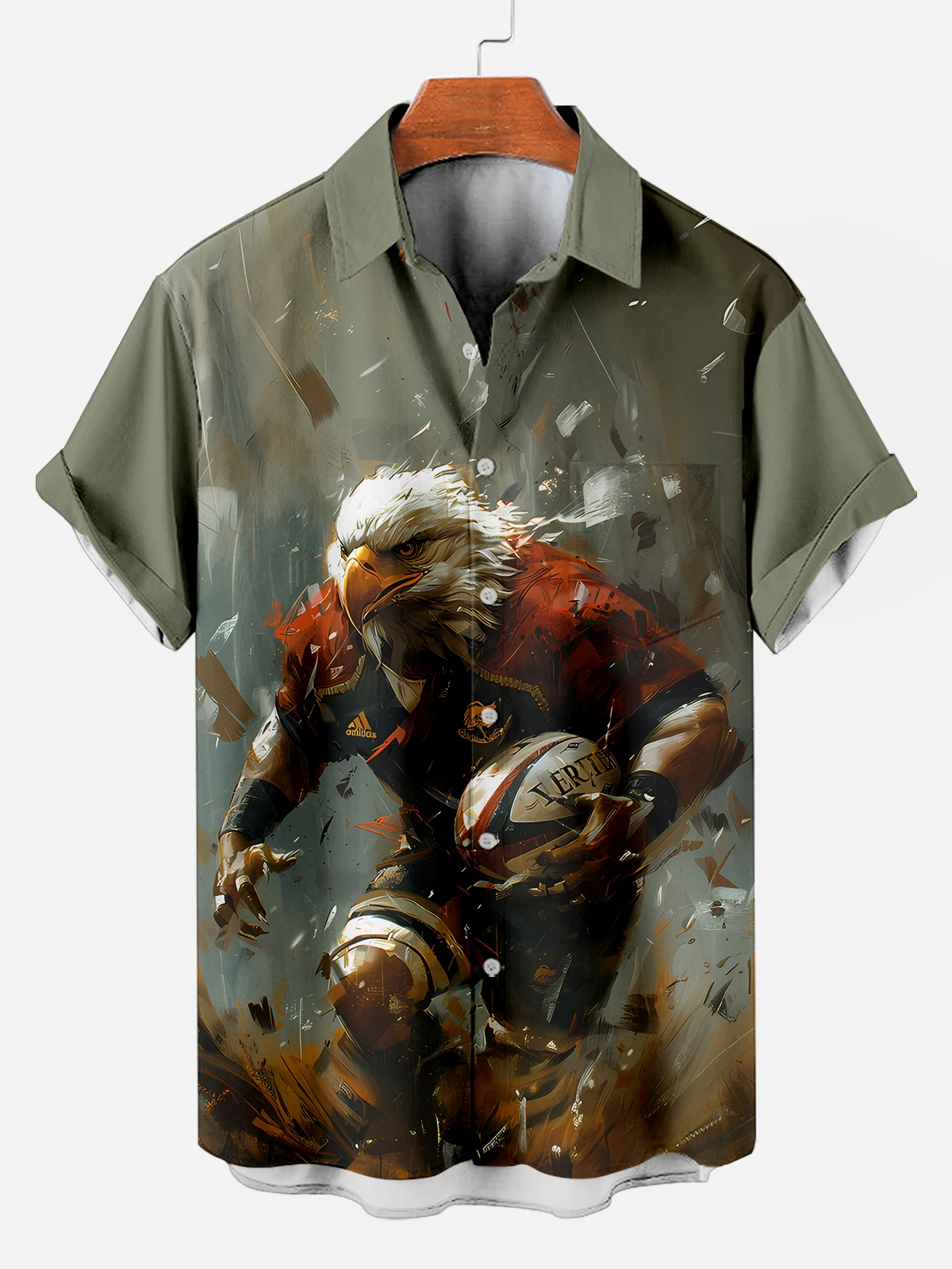 Cartoon Men's Shirt 3D Print Animal Graphic Rugby Football Short Sleeve Shirts Casual Hawaiian Oversize Lapel Shirt For Men Tops