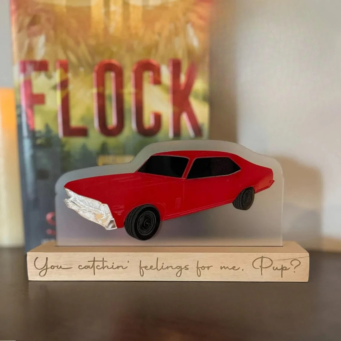 

Halloween Cross-border New Product Acrylic Mini Car Pumpkin Ornament Home Decor Desktop with Wooden Base Holiday Gift