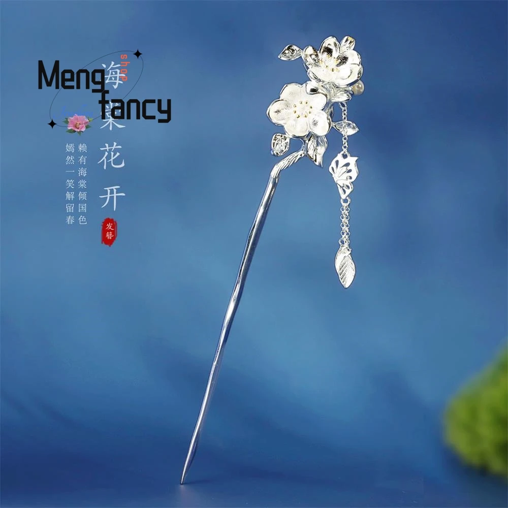 

New Chinese Retro Begonias Tassel Ancient Wind Hairpin Female Classical Hanfu Exquisite Elegant Simple Headdress Fashion Jewelry