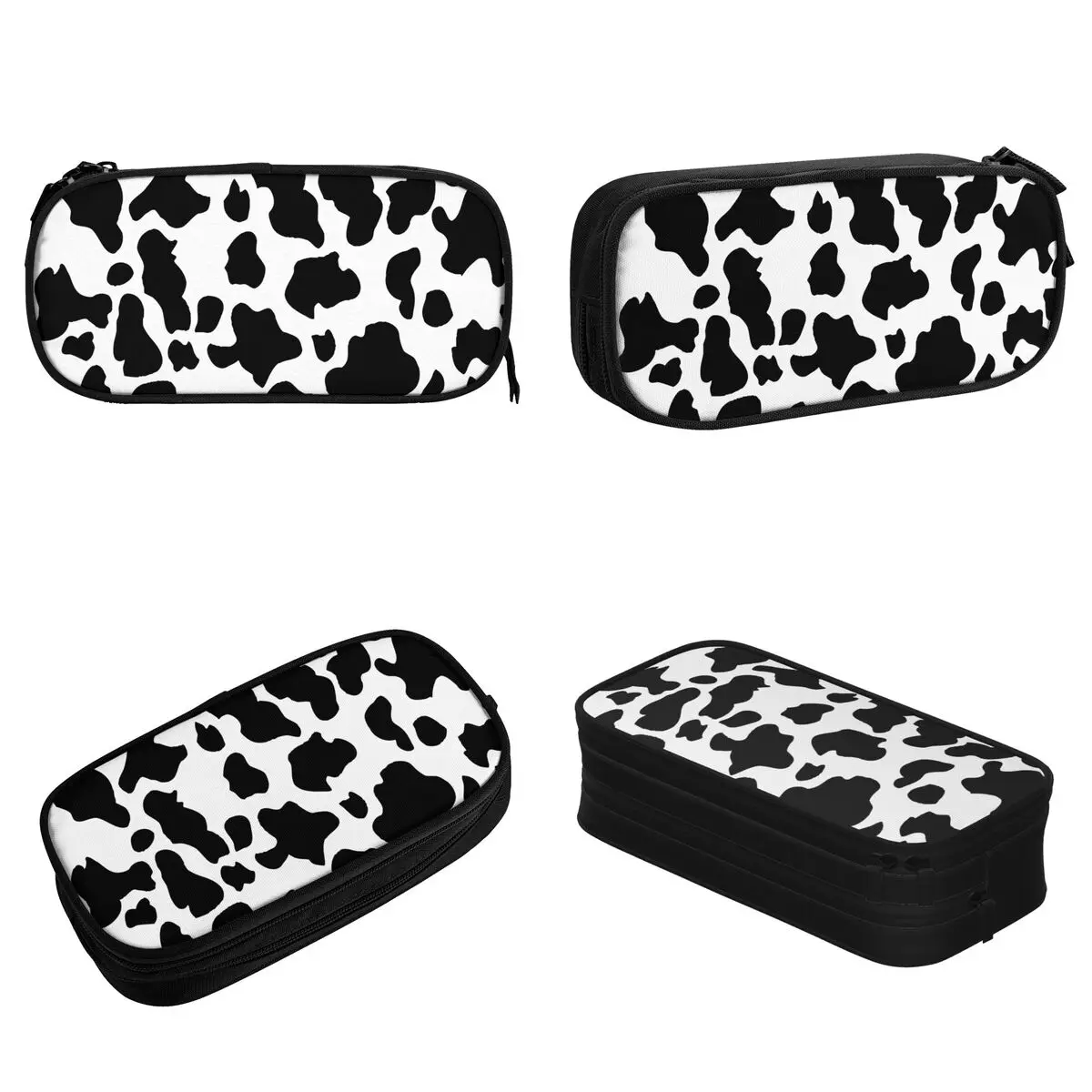 Imagem -02 - Vaca Impressão Padrão Lápis Cases Novo Animal Caneta Bolsa Estudante Grande Capacidade Material Escolar Presente Pencilcases