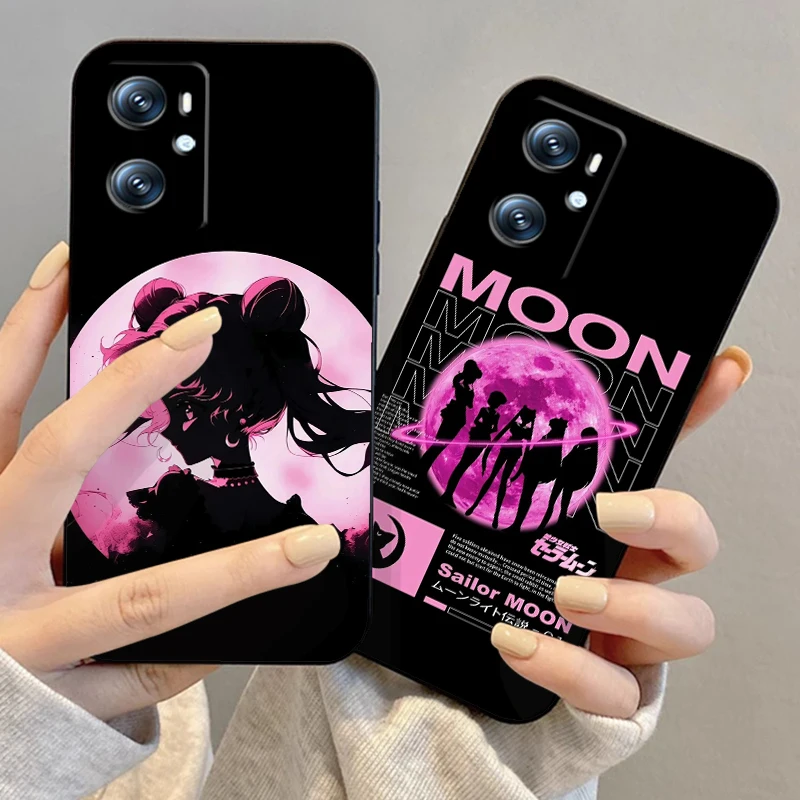 S-Sailor Moon Anime Cute Girl For OPPO Find X6 X5 X3 A54S A5 A94 A16 A53S A57 A74 A72 A98 A78 A96 A9 5G Black Cover Phone Case